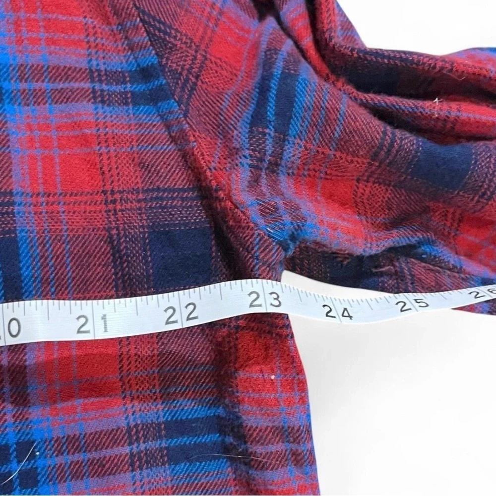 Hurley Men’s Red & Blue Plaid Flannel Shirt Size XL – Button Down Logo Casual